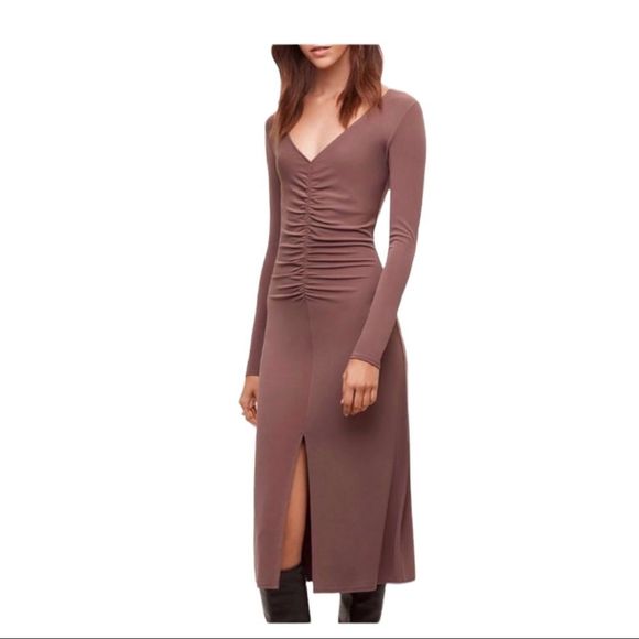 Aritzia Wilfred Aveyron Midi Dress BLACK not Brown Size Large